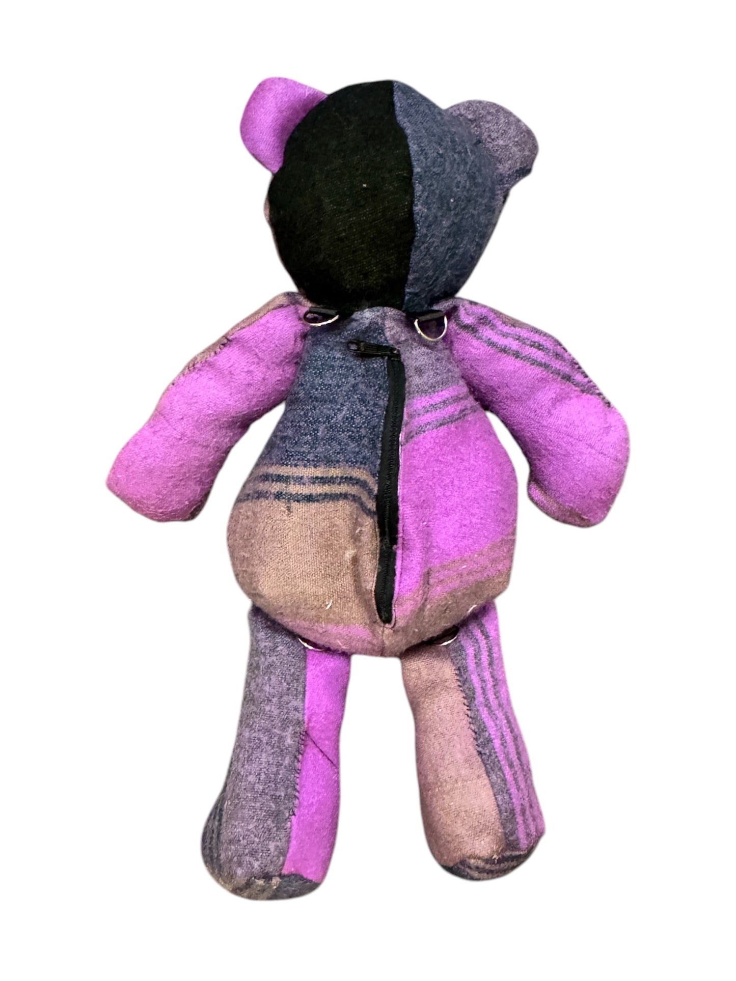 Purple flannel bear bag