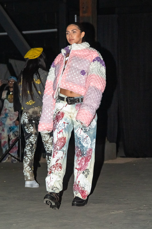 Stomp Jeans. womans size s. (pink/white/red)